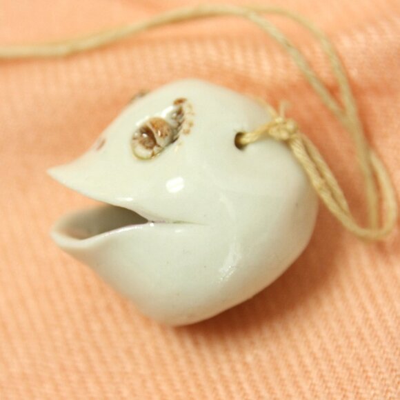 Handmade Ceramic Funny Face Head Chunky Statement Pendant Charm by The Muddler - Picture 4 of 7